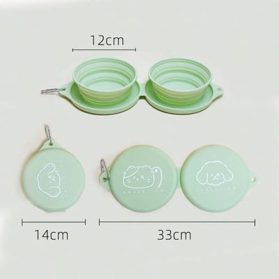 Bol pliant d'extérieur pour animaux de compagnie, bol de voyage d'extérieur pour chien, bol portable en silicone, bol d'eau à boire pour chat, rangement de bassine pour chien vert