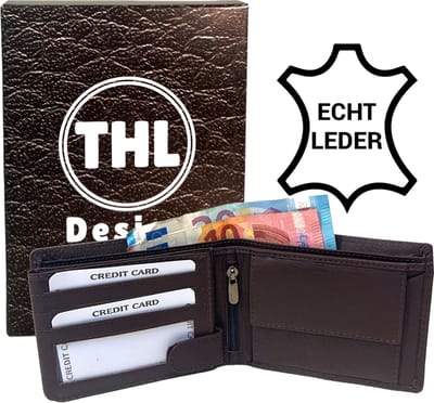 THL Design - Portemonnee Heren - Leren Billfold - Geschenkdoos - Nappa Leer Bruin
