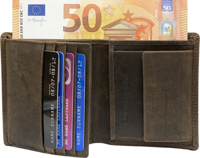 Portemonnee Heren - Portefeuille Heren - Arrigo Portemonnee - Billfold model Donkerbruin Buffelleer