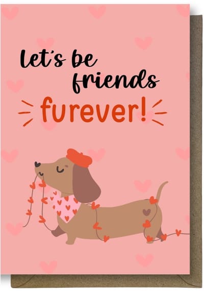 Luxe valentijns Wenskaart - valentijnskaart - Let's be friends - 12x17cm - gevouwen kaart Inclusief gekleurde envelop