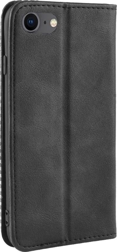 Peachy Vintage Zwart Leren Hoesje geschikt voor iPhone 7 8 SE 2020 SE 2022 - Zwart