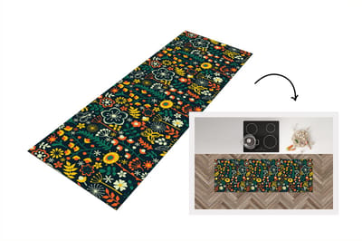 Keukenloper - Loper keuken - Meisjes - Vlinder - Planten - Patronen - 150x50 cm - Keukenloper vinyl