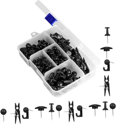 Decoratieve Duimspijkers - Zwarte Pinnen - Foto's Bevestigen - Clip Ontwerp - 140 Stuks - Zwart