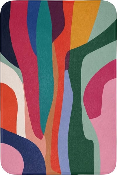 Badmat 60x90 cm - Antislip - Vormen - Bochten - Kleurrijk - Abstract - Badmatten voor badkamer - Badkamermat - Douchemat - Badkamer mat