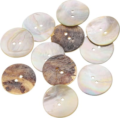 10 Stuks Natuurlijke Schelp Knopen, 2-Gat Moeder Van Parel Knopen 30mm voor Kleding, DIY Naaien en Creatieve Projecten, Bruin