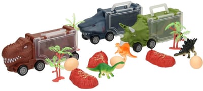 Lobbes speelgoed vrachtwagenset met dino's en haai - 3 stuks - speelset.