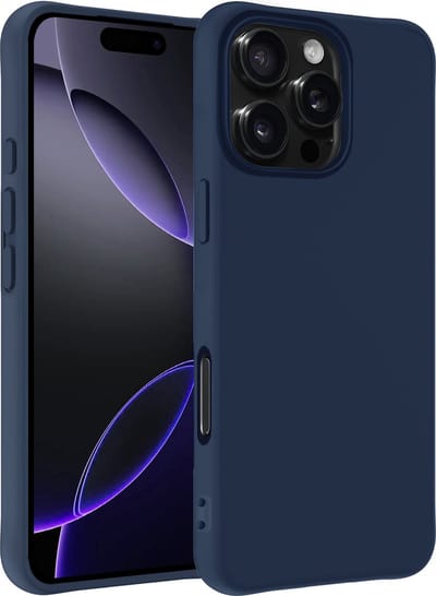 Hoesje - Geschikt voor Apple iPhone 16 Pro - Sterk & Shockproof - Siliconen Case - Hoes Cover - Telefoonhoes - Donkerblauw