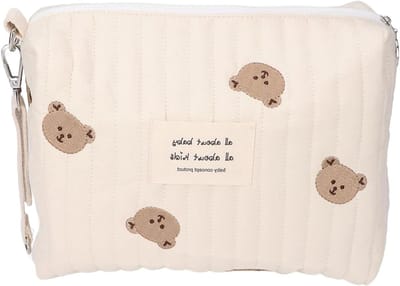 Opbergtas voor kinderwagen met leuk patroon en beerborduursel, multifunctionele draagbare luiertas