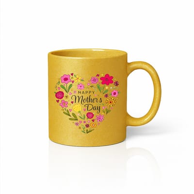 Gouden Fijne Moederdag Bloemen Hart Mok 330 ml – Kleurrijke Bloemen Koffiemok – Perfect Cadeau voor Mama