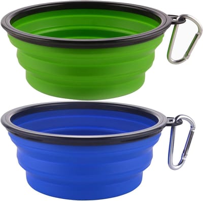 Honden Voerbak - Reisbakken Set - Buitenactiviteiten - Inklapbaar Ontwerp - 2 Stuks 965 ml - Groen Blauw