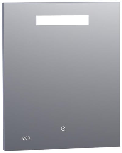 Brauer Quartz Spiegel - Rechthoekig - 60 cm - met Directe LED-Verlichting - Dimbaar - met Touchbediening - met Klok