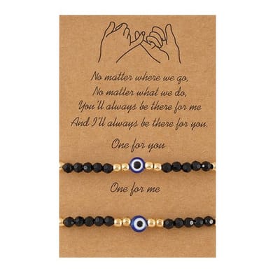 Bixorp Friends Vriendschapsarmbandjes voor 2 met Zwarte Knoopjes & Oogjes - BFF Armband Meisjes - Best Friends Armband Vriendschap Cadeau voor Twee