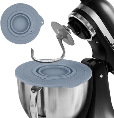 Siliconen Deksel voor Mengkom Geschikt voor 4.5-5 Quart Standmixers, Luchtdicht en Voedselveilig, Inclusief Inklapbare Kom (Grijs)