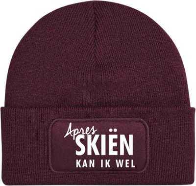 Après skiën kan ik wel wintermuts burgundy | wit - soBAD. | Unisex | Après ski verkleedkleren | Unisex | met grappige tekst