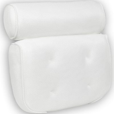 Loti Living Badkussen voor in bad – Badkussen – Nekkussen bad – Hoofdsteun bad – Badkussen met zuignappen – 6 Zuignappen – Ergonomisch nekkussen – Antislip - Wit