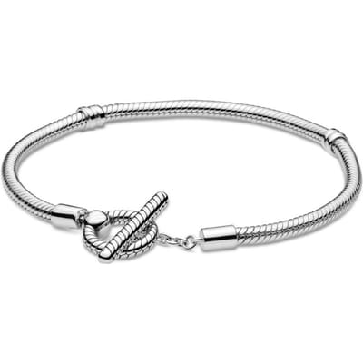 Originele Shooting Star Sluiting Signature T-Bar Sluiting Slangenketting Armband Geschikt 925 Sterling Zilveren Bedel DIY Sieraden 17cm gray