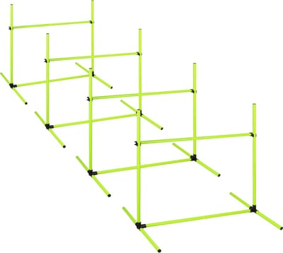 NAIZY 4-delige behendigheids hordenset PVC slalom huisdier in hoogte verstelbare trainingspalen springpalenset voor honden en katten, conditietraining, springkracht, behendigheid - groen