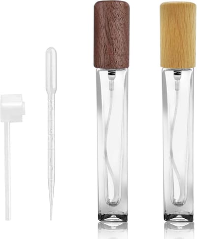 Reisparfumhouder 10 ml - 2 Lege Parfumatomizers, Herbruikbare Parfumverpakking met Trechter en Lange Tuit voor Gemakkelijk Vullen en Meenemen