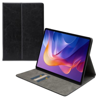 Mobilize Tablethoes geschikt voor Xiaomi Redmi Pad 2 Hoes | Mobilize Premium Folio Bookcase | Pasjeshouder voor 3 Pasjes | Telefoonhoesje voor Pinpas / OV Kaart / Rijbewijs - Zwart