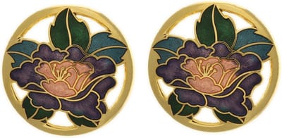 Behave - Oorclips dames - bloemmotief - paars - 2,5 cm