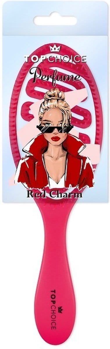Top Choice Haarborstel Red Charm - Geparfumeerd Rond - Haarborstel Antiklit - Hair Brush