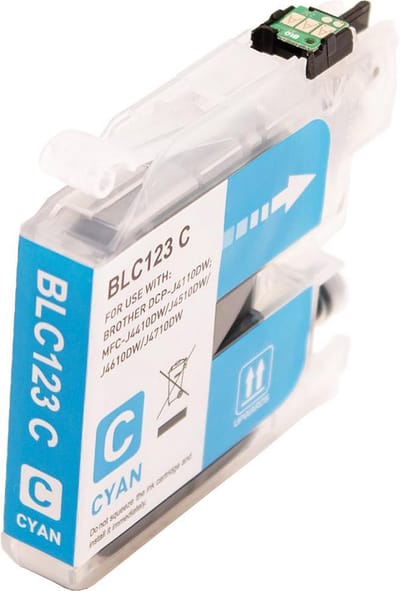 ABC huismerk inkt cartridge geschikt voor Brother LC-121C LC-123C cyan voor Brother DCP-J132W DCP-J150 DCP-J152W DCP-J152WR DCP-J172W DCP-J4110DW DCP-J4110W DCP-J552DW DCP-J752DW MFC-J245