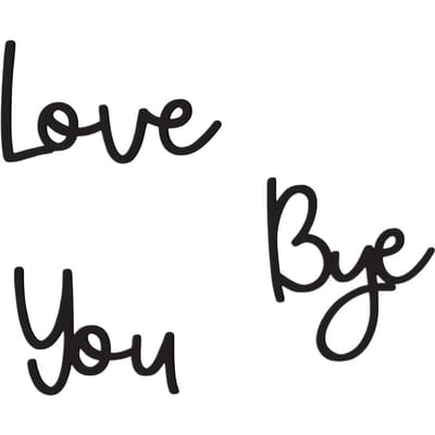 Boho Chic  Bye Love You  Houten Wanddecoratie - Warme & Uitnodigende Woondecoratie met Plakband voor Entree, Hal of Woonkamer, Perfect Cadeau Black 3 Pack zwart