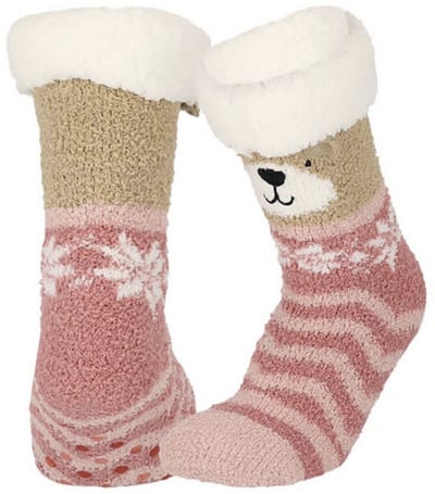 Apollo - Meiden - Fleece - Antislip - Huissokken - Beer - Maat 20/24