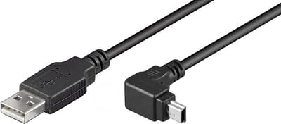 USB 2.0 kabel USB A - USB mini B 5 pins Haaks 1,8m
