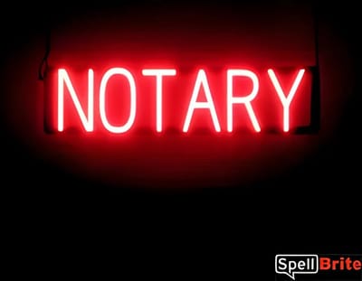 NOTARY - Lichtreclame Neon LED bord verlicht | SpellBrite | 64 x 16 cm | 6 Dimstanden - 8 Lichtanimaties | Reclamebord neon verlichting