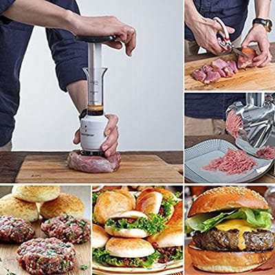 Dailygoods- Vleesklopper met Marinade-injector - Vlees Tenderizer - Roestvrij Staal - 30 Naalden - Duurzaam Keuken Gereedschap - Verbeter Kookprestaties - Vleesinjector
