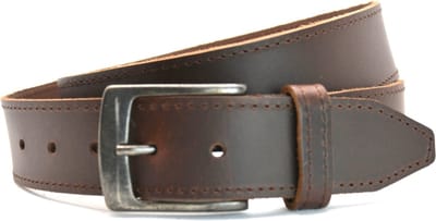 Leren Riem Heren Rondgestikt | 4 cm breed | Riemmaat: 95cm (totale lengte: 110cm) | 100% echt leer | Kleur: bruin | Nikkelvrije gesp