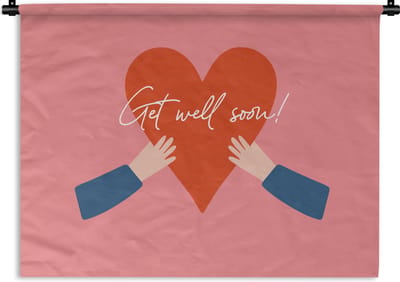 Wandkleed - Wanddoek - Beterschap - Quotes - Roze - Arm - 120x90 cm - Wandtapijt