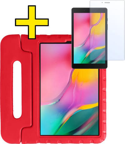 Hoes - Geschikt voor Samsung Galaxy Tab A 8.0 (2019) - Met Screenprotector - Kinderhoes Shockproof Bumper - Kidsproof Case - Tablet Hoesje - Kinder Hoesje Cover - Rood