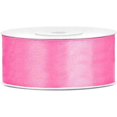 PartyDeco - Satijn lint pink 25 mm /rol 25 m