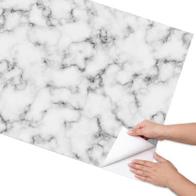Coloray Meubel Wrap Folie - Wit Meubelfolie - 75x150 cm - Decoratiefolie Marmerpatroon - Meubel Wrap Folie - Minimalist Meubelfolie - Plakfolie Meubels - Keuken decoratie - Texturen
