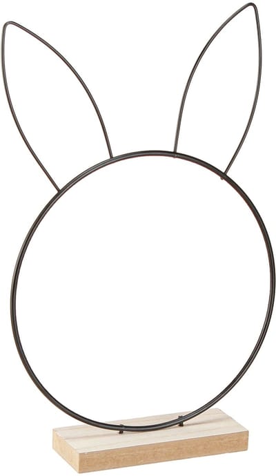 Konijn Decoratie Ring Metaal Hout Natuurlijk Zwart Ø20cm 2st, 2 Stück