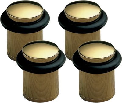 AMIG Deurstopper/deurbuffer - 4x - D28mm - inclusief schroeven - goud