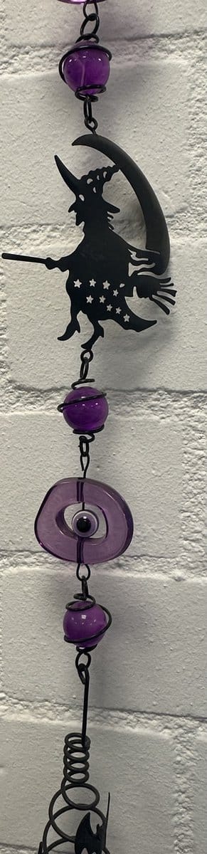 Deco theelichthouder "halloween" met metalen ketting - lengte 108 cm - exclusief theelicht - Woondecoratie - Theelichthouder - Feestversiering - Halloween