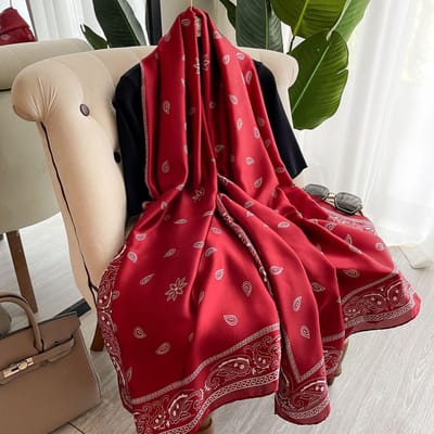 180*90cm Grand Foulard Hijab en Satin de Soie Femmes Imprimé Printemps Châle Écharpe Femme Foulard à Main Pashmina Voyage Echarpe One Size black