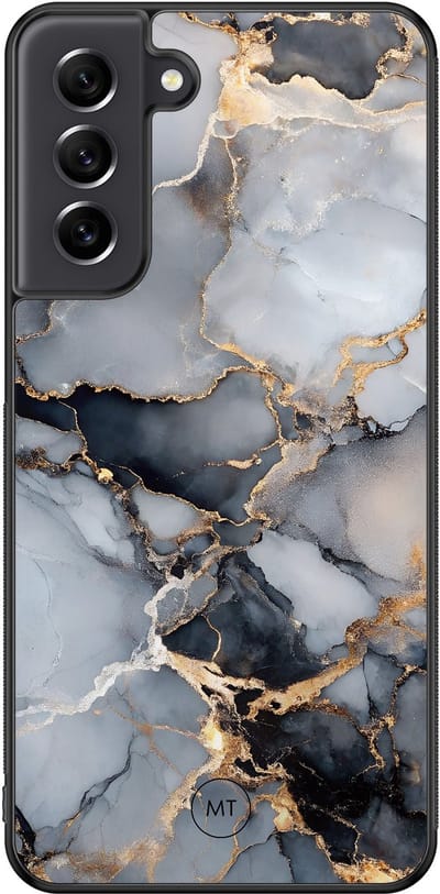 Hoesje geschikt voor Samsung Galaxy S21 FE - Marble mist - TPU Hard Case Backcover - Grijs - Mooie Telefoonhoesjes