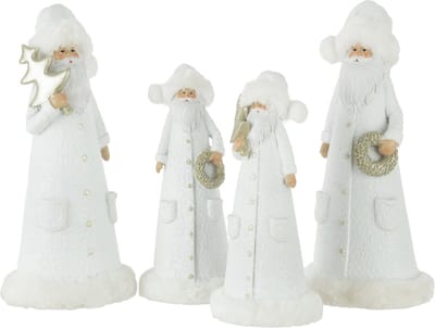 J-Line kerstfiguur Kerstman - polyresin - wit/goud - large - 2 stuks