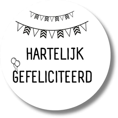 Hartelijk Gefeliciteerd Stickers - Ballonnen & Vlaggetjes - 20 Stuks - Memories Are Timeless