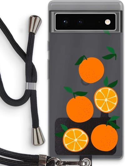 Case Company® - Hoesje met koord geschikt voor Google Pixel 6 hoesje met Koord - Will you be my clementine - Telefoonhoesje met Zwart Koord - Bescherming aan alle Kanten en Over de Schermrand