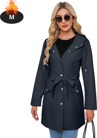 Livano Mantel Dames - Tussenmantel - Jas - Mantelpakje - Trenchcoat - Overjas - Overcoat - Winter - Marineblauw - M