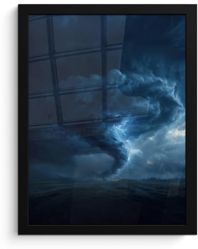 Poster in lijst - Fotolijst 30x40 cm - Posters - Tornado - Duister - Wolken - Posterlijst zwart - Decoratie - Wanddecoratie woonkamer - Muurdecoratie slaapkamer