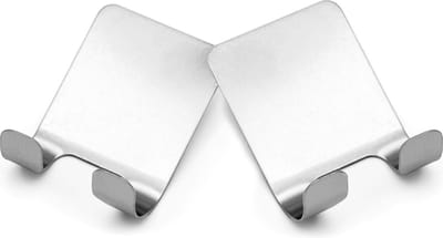 Intirilife scheermeshouder Zelfklevend roestvrij staal in zilver - 4,5 x 6,3 x 2,5 cm - Haakhouder voor natte scheermesjes handdoeken badsponzen zonder boren