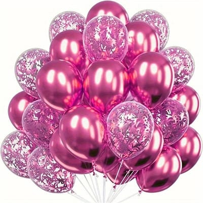 30 stuks Metallic Confetti Ballonnen Feest Latex Ballonnen voor Verjaardag Bruiloften Jubileum Valentijnsdag Feest Decoraties 12inch rozerode kleur