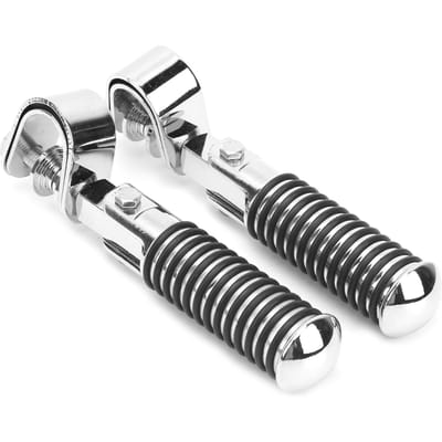 Paire de repose-pieds de moto avec pince de fixation pour barre de protection moteur 2,5 cm Argent argenté