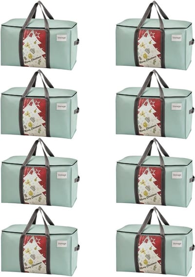 Extra Grote Opbergzakken voor Beddengoed en Kleding - Waterafstotende Opbergdozen voor Onderbed en Verhuizing - 8 Stuks Lichtgroen